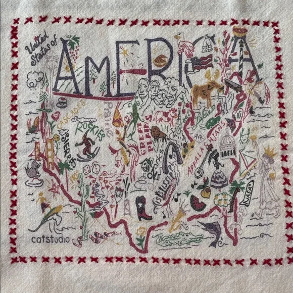 Vintage Catstudio 2004 Embroidered America/Minnesota map pillowcase. - Picture 5 of 6